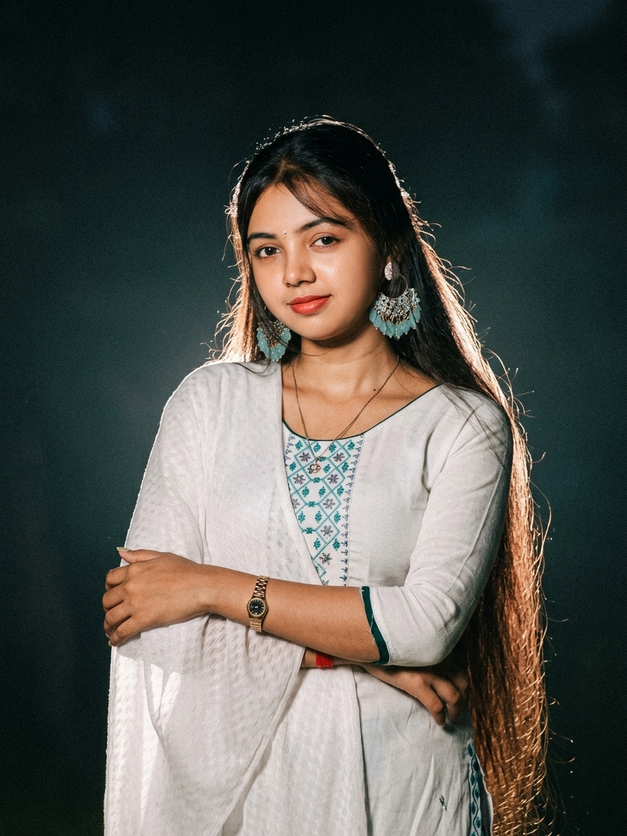 Cinematic Ethnic Vibes: Bold Night Flash Portrai