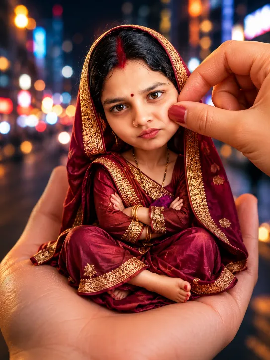 Tiny Cute Character in Hand Effect for Boys, Girls & Women