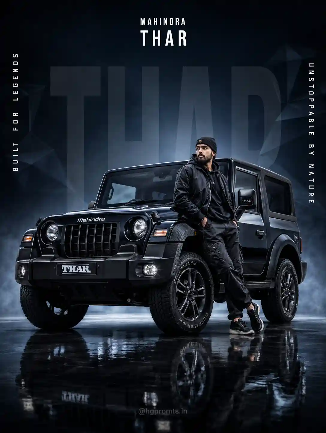 Black Mahindra Thar Luxury Studio Advertisement AI Prompt