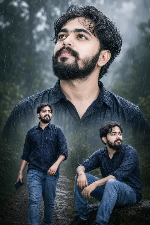 Cinematic Rainy Day Portrait Collage AI Prompt | 8K DSLR Photo Editing Prompt